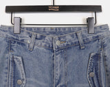 Welt Button Pocket Washed Balloon Denim Pants
