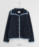 Kiken color matching line collar toggle cardigan