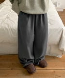 [BAONHAUS] Pmoi Mink Brushed Banding String Corduroy Wide Pants