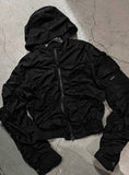 Black Crop Shirring Windbreaker