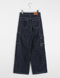 Nellit Stitched Raw Wide Cargo Denim Pants