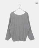 Gyoli cable pattern one-off-shoulder long-sleeved knit