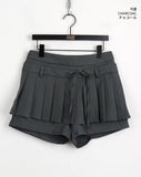 Wika Two-Way Ribbon Pants Pleated Mini Skirt