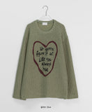 [unisex] Poneki heart printing mesh over knit tee