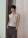 [PLAN MADE/MADE] Acid Henley Neck Washing Sleeveless