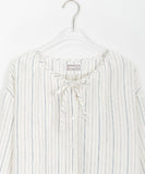 [BAONHAUS] Lulubo Shirring Round Stripe Blouse