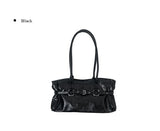 Fes Eyelet Buckle Leather Shoulder Bag