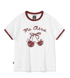 Cherry Cats CROP Ringer Tee