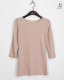 Todd Basic Plain Layered Cotton Round Three-quarter Short Sleeve T-Shirt