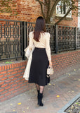[1+1] Ellow Half Neck Shirred Ribbed Knit