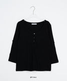 Bella Henley Neck Three Quarter Button Roll-Up T-Shirt