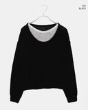 Mishu Color Matching Layered Loose Fit Long Sleeve Knit