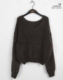 Selena V-neck Angora Long Sleeve Knit
