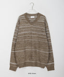 [unisex] Rush bokashi stripe V-neck knit