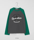 [unisex] Ricohi Color Matching Raglan Printed Over T-Shirt