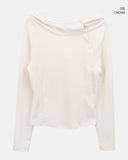 Terne High Neck Hooded Button Long Sleeve T-Shirt