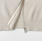 Soft and warm semi-cropped knit zip-up