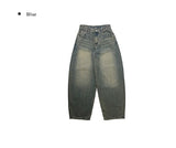 Kafun Vintage Washing Denim Wide Pants