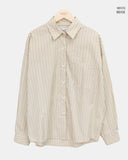 [MADE] Kael Color Matching Stripe Loose Fit Long Sleeve Shirt
