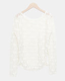 [Muffler Set] Diven Flower See-through Lace Blouse Set