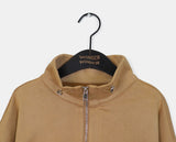 Nuen Suede Slit String Zip-Up Jacket