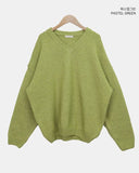 Noez V-Neck Lambs Wool Loose Fit Knit