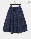 Solpa Check Flare Tiered Long Skirt