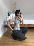 FRILL SHIRRING SLEEVELESS