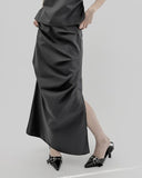 Neat heel pintuck long skirt