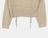 Shume Punching Openwork String Off-Shoulder Knit