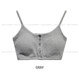 Nor Button Waffle Crop Top (+ With Cup)