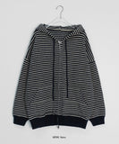 Kidenko Two Way Stripe Over Knit Hood Zip-Up