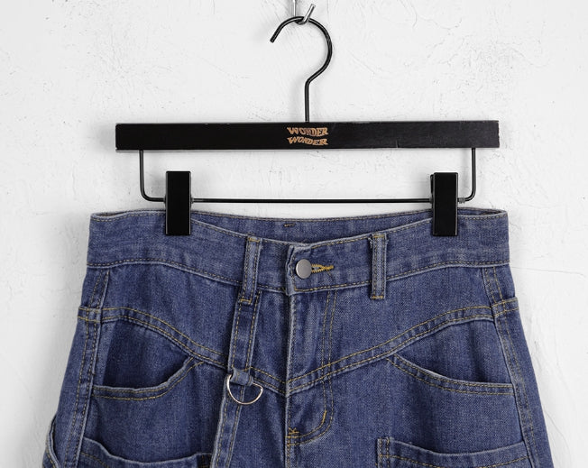 【WONDER WONDER】Radi Unique Zipper Pocket L Wide Denim Pt WONDER WONDER (ワンダーワンダー) - ラジユニークジッパー