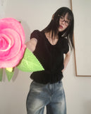 [MADE] Pure Frill Lace String Short Sleeve Blouse