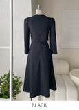 Meisha tweed ribbon flare one piece