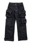 Multi-pocket cargo denim pants