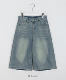 Pyui Damage Cat Washing Bermuda Denim Pants