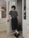 [LANARCH] Stripe U-Neck Short Sleeve T-Shirt