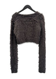 Winter V-neck Fur Crop Cardigan