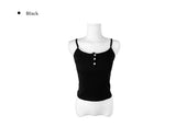 Chuchu Square Punching Lace Ribbed Button Sleeveless