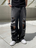 Ripped vintage damage black denim