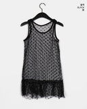 Leman Dot See-Through Frill Layered One Piece