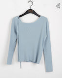 Minnie ribbon strap one-shoulder ribbed knitwear