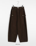 Makini Pin Tuck Snap Button Peach Fuzz Cotton Wide Pants