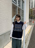 [BAONHAUS] Davitz Snowflake Knit Vest