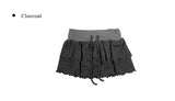 Mury Dot Frill Tiered Banding Mini Skirt