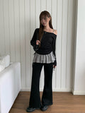 Camille Off-Shoulder Shirring See-Through Knit