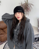 Delrin Print Knit Hood Zip-Up
