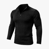 Furnon Ribbed Half-Zip Muscle Long Sleeve Tee