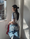 Cartel Back Painting Balloon Denim Pants
